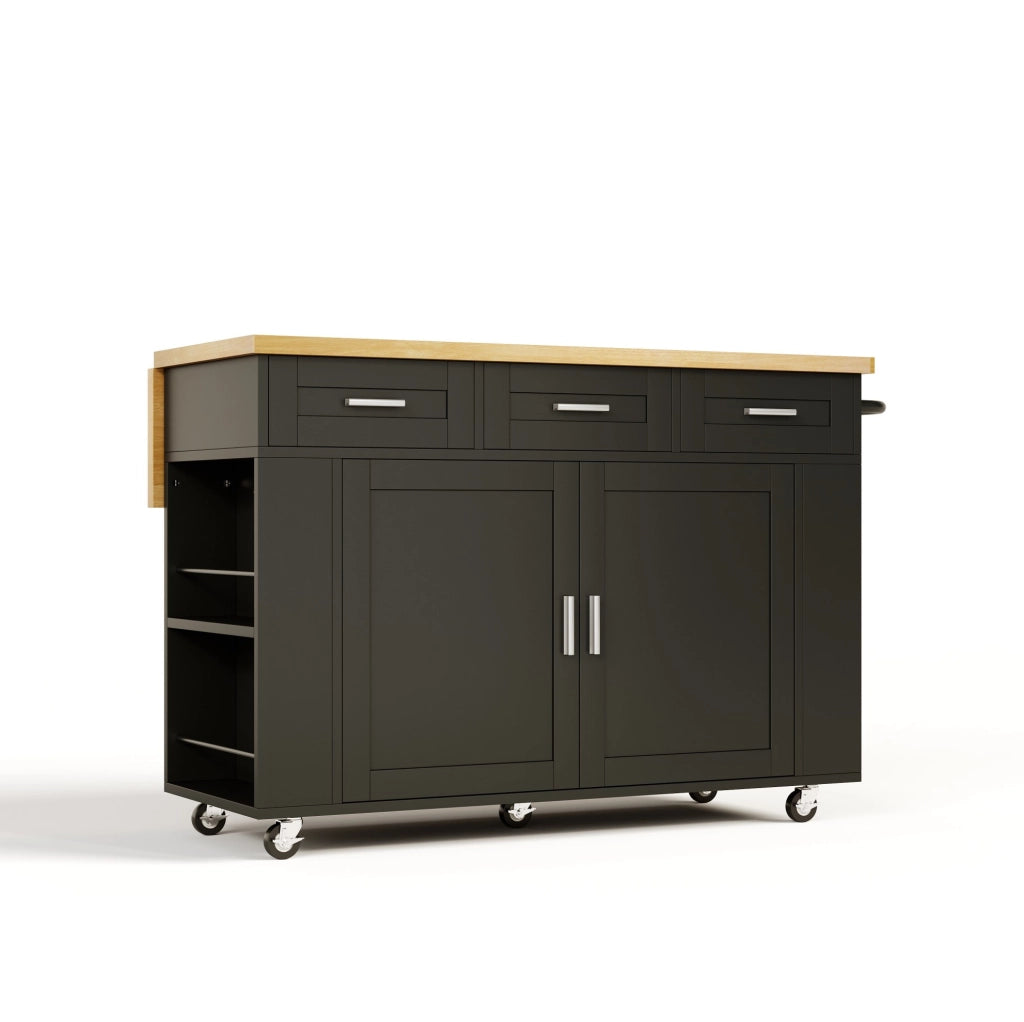 Isola cucina mobile 120x45/70x84 cm con piano ribaltabile; prese USB e ruote HOMVRA