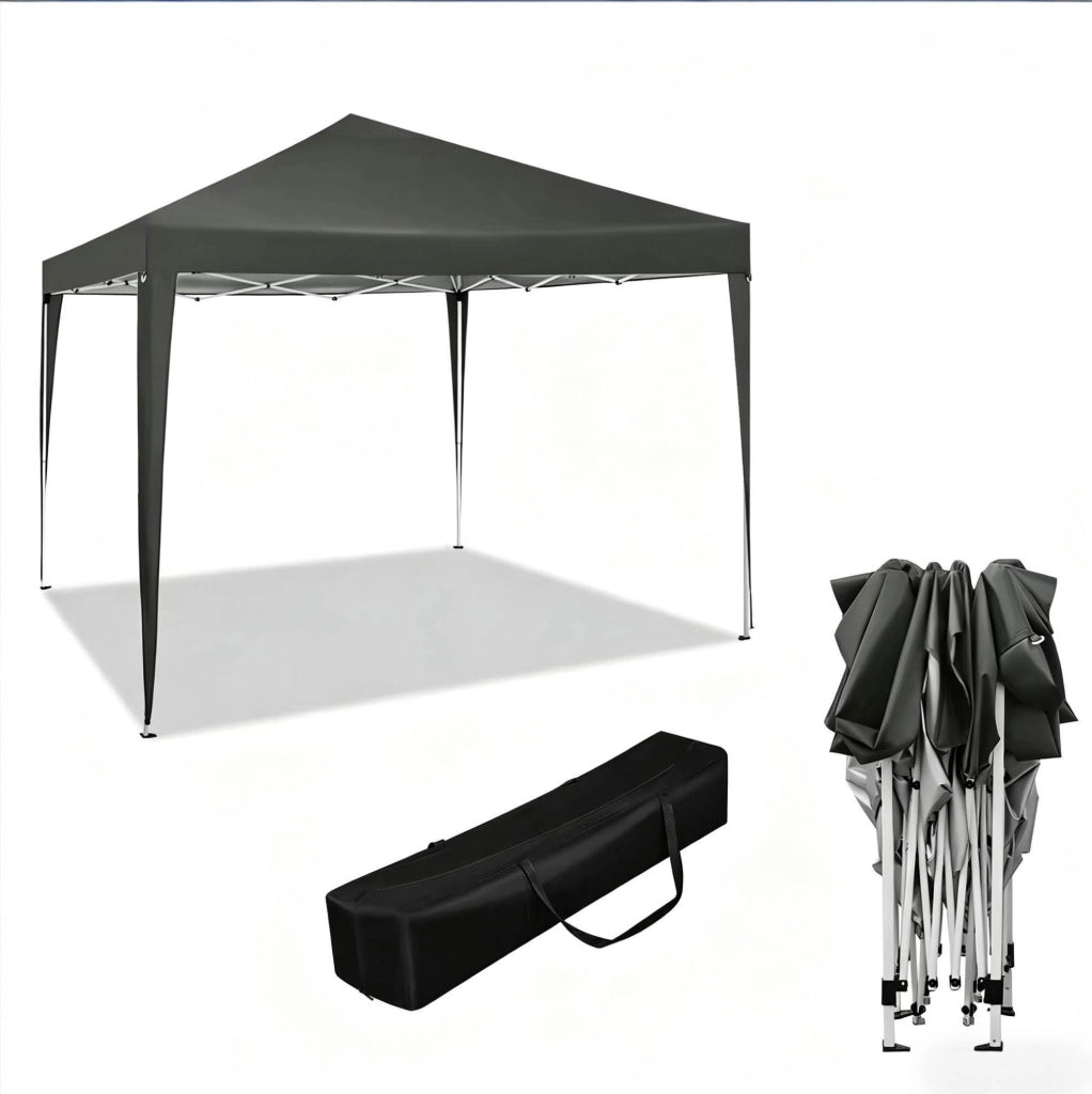 Gazebo pieghevole 3x3 m grigio scuro, altezza regolabile