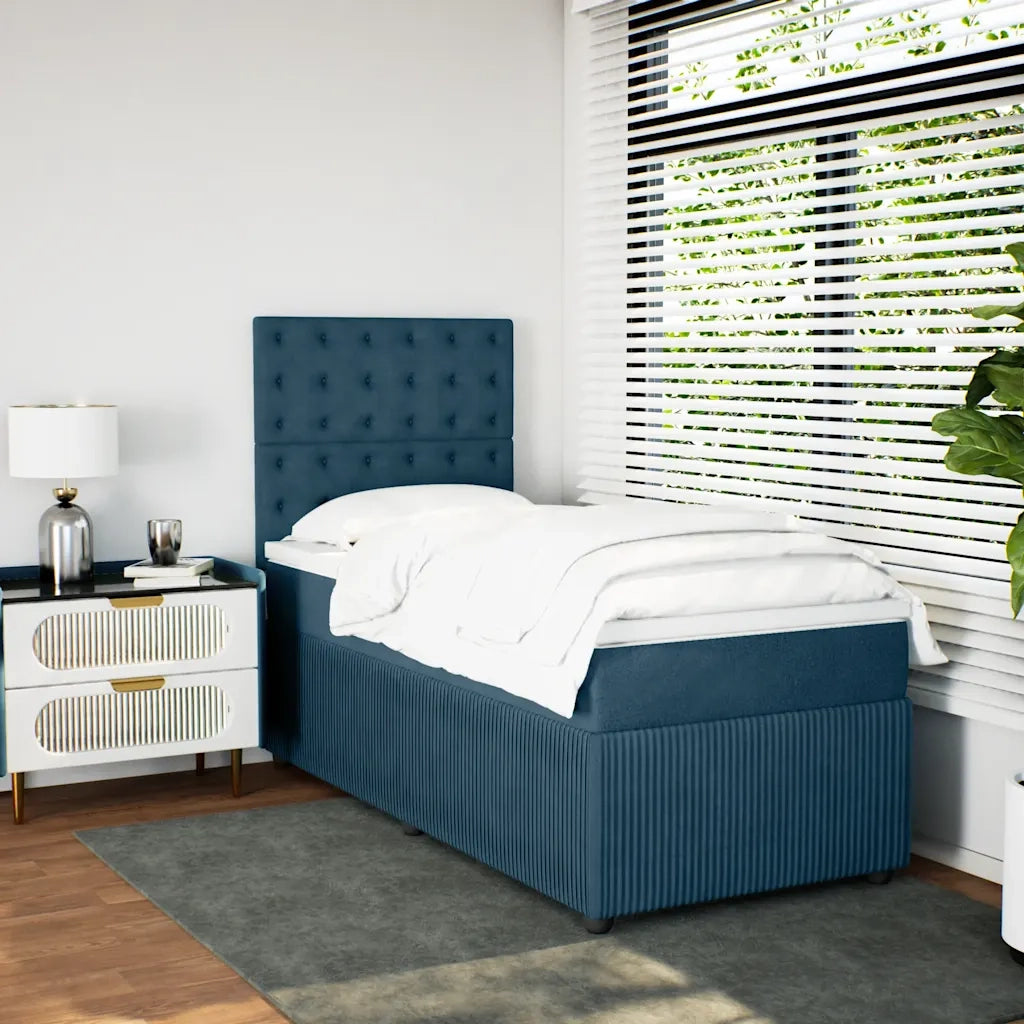 Giroletto a Molle con Materasso Blu Scuro 80x200 cm in Velluto 3292206