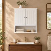 Mobile da bagno sospeso 54,6x19,8x59,9 cm con ripiani regolabili in MDF bianco
