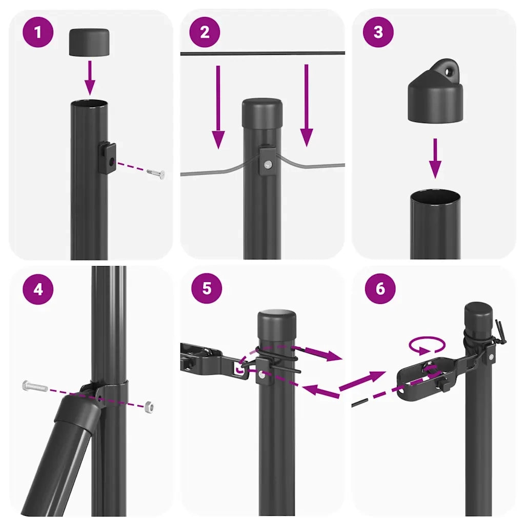 Palo della recinzione 7 pcs Grigio Acciaio 42004204