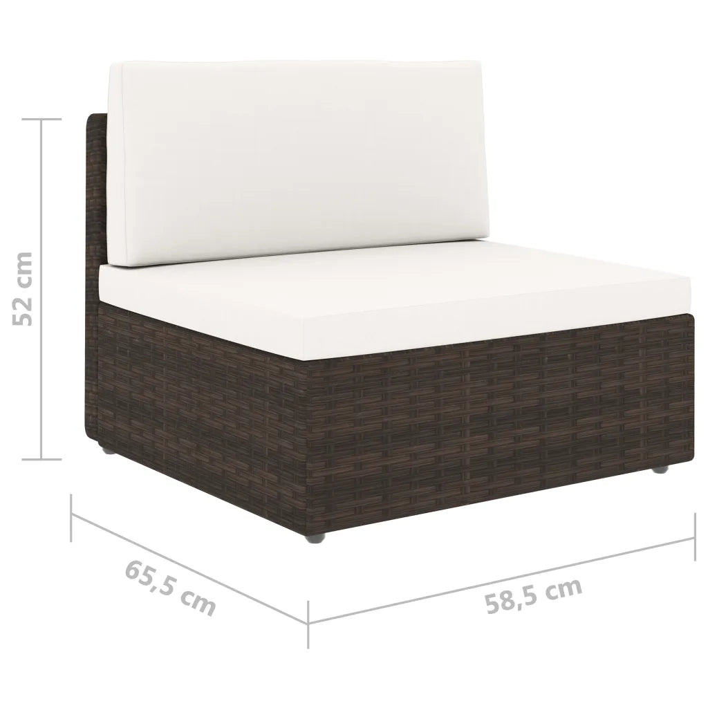 Divano Modulare a 2 Posti in Polyrattan Marrone 49513