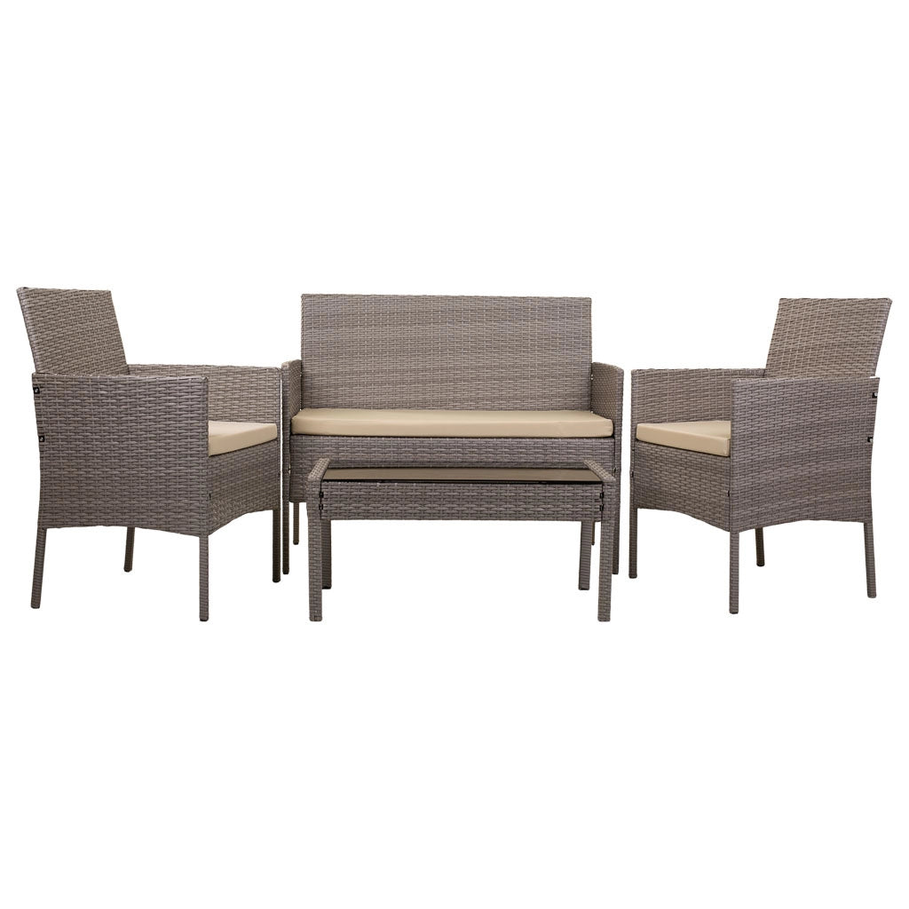 Set tavolo grigio, divano e 2 poltrone