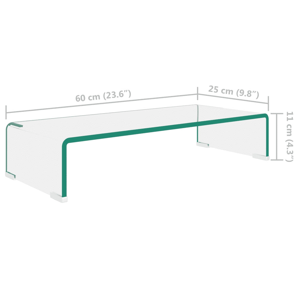 Mobile/Rialzo Porta TV in Vetro-Supporto per TV Trasparente 60x25x11 cm