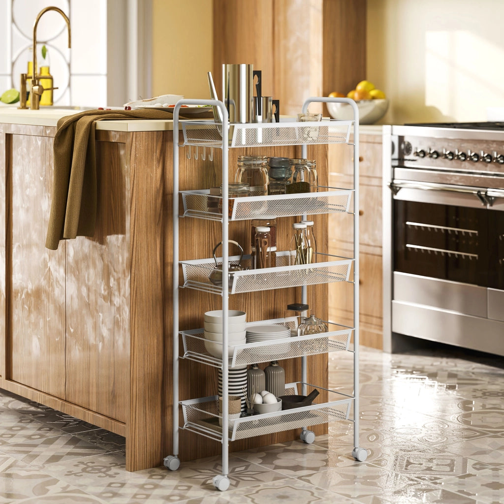 Carrello da Cucina a 5 Livelli ¨C Minimal ¨C Bianco 45x26.5x106cm