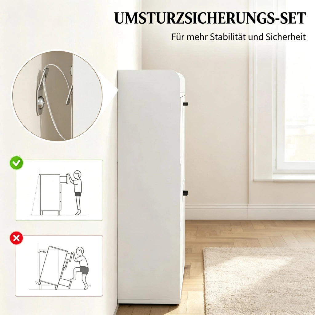 Scarpiera con 2 vani ribaltabili e 3 scomparti laterali in pannello truciolare bianco per 15 paia 83 × 24 × 90.5 cm