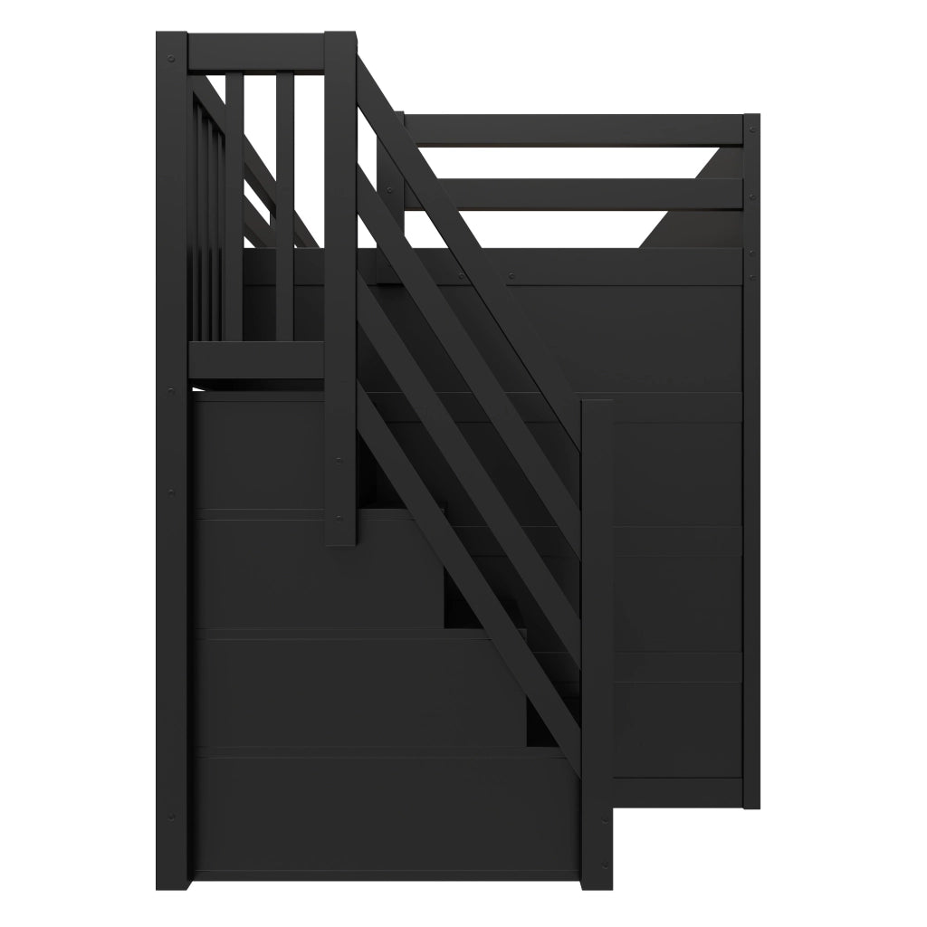 Letto a soppalco da gioco 140x200 cm con scrivania; LED e USB; nero e rosso