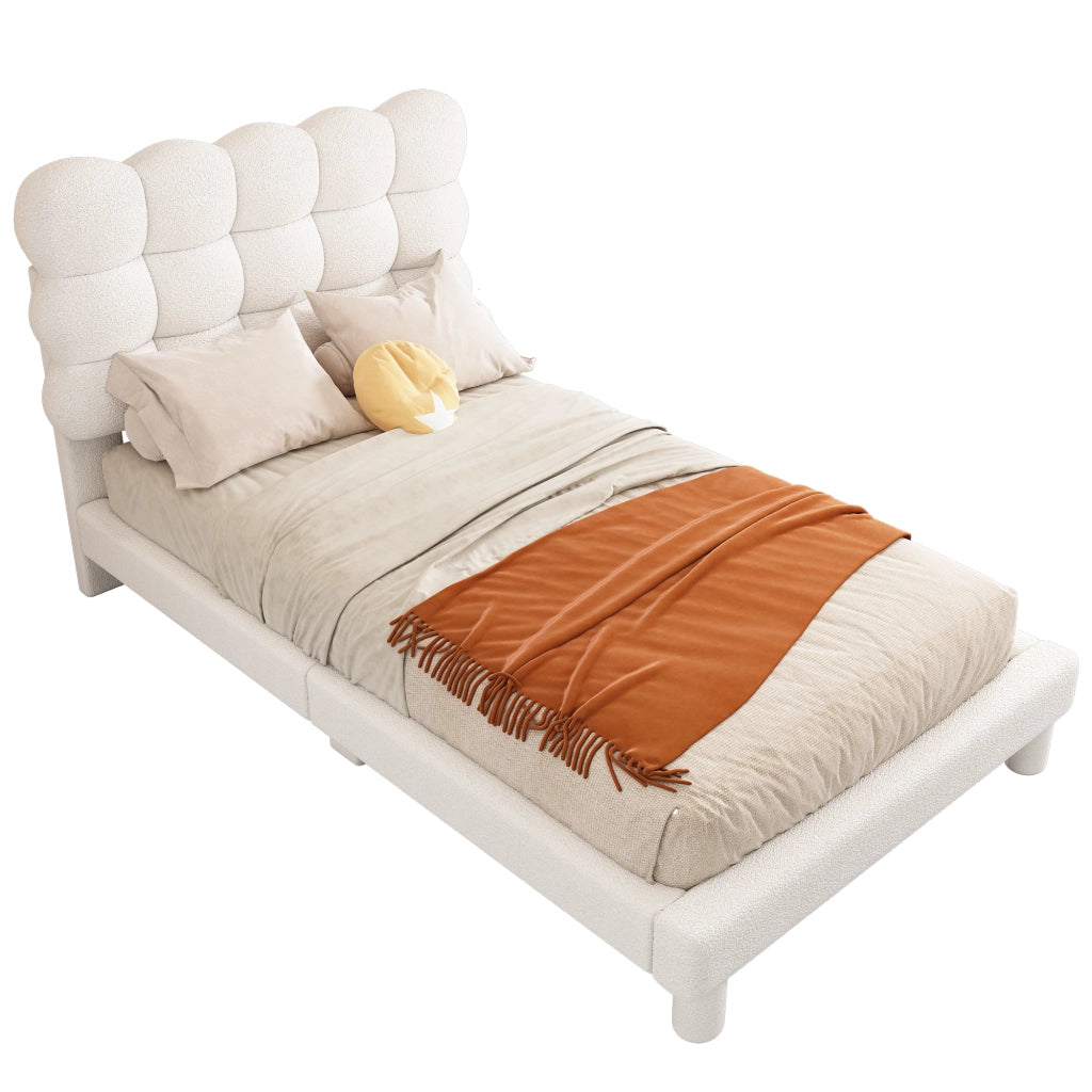 letto imbottito plush bianco 90 x 200 cm
