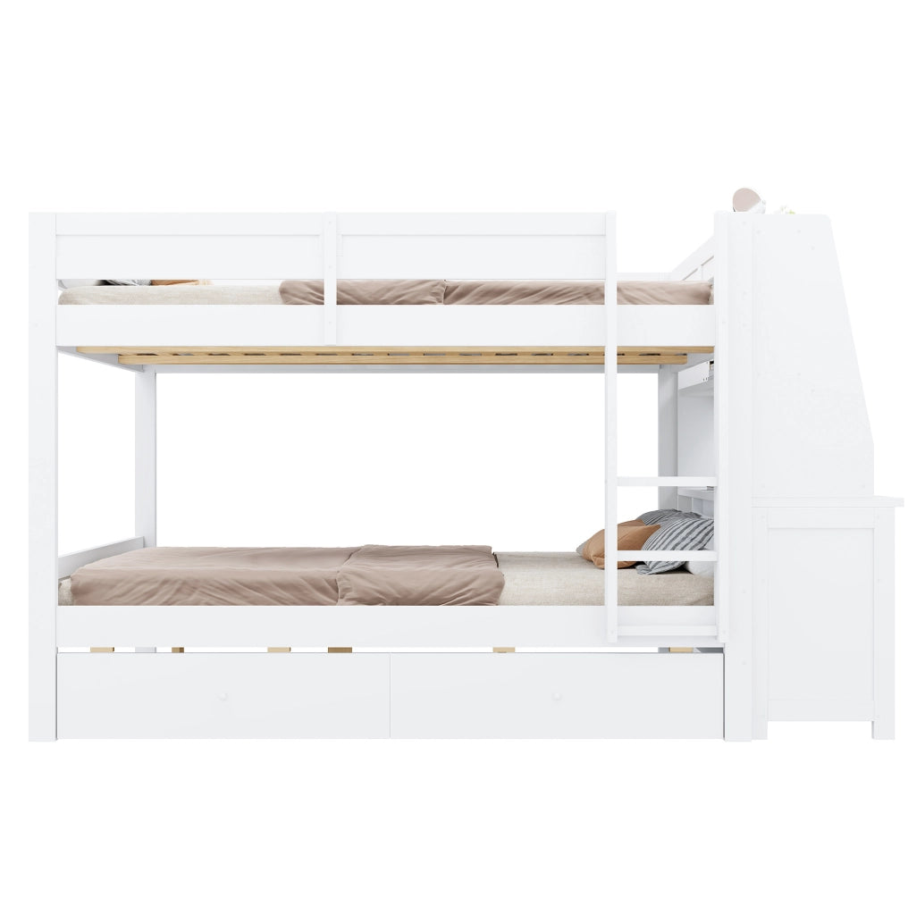 LETTO A CASTELLO 140x200 cm con Scrivania e Contenitore Bianco