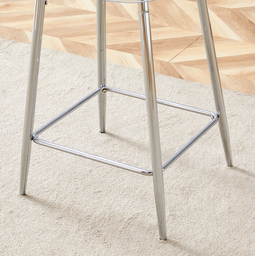 Set 2 sgabelli da bar trasparenti con struttura in metallo argento HOMVRA