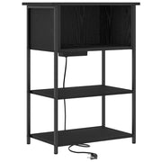 Comodino | Armadio da Notte | Mobiletto da notte Rovere Nero 55 x 31 x 76 cm Legno multistrato