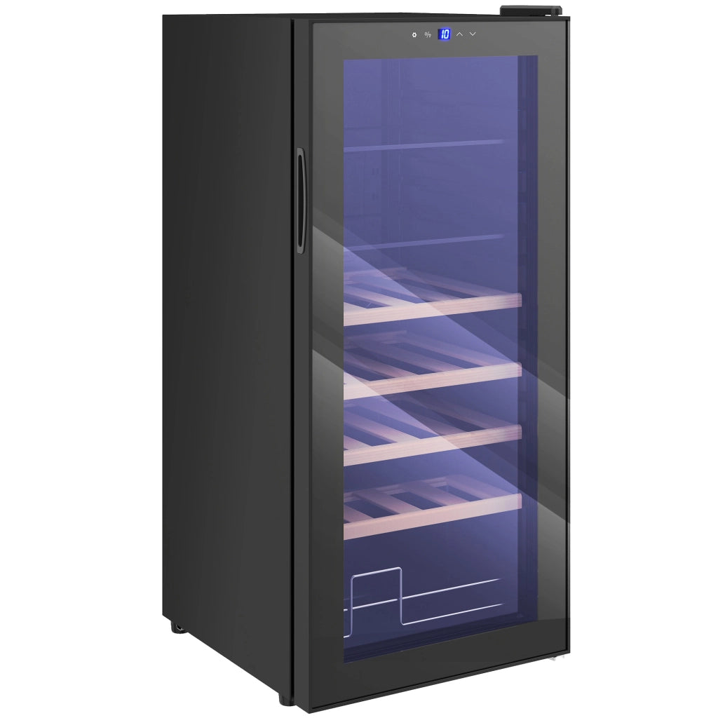 Cantinetta Frigo per Vino da 92L con Ripiani Regolabili per 20 Bottiglie e 50 Lattine, 43x45x94 cm, Nero