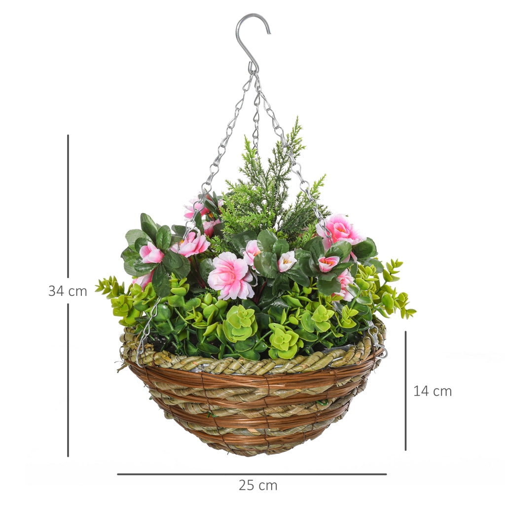 Vaso da bagno con piante finte ¨C zephmum ¨C ?25x34 cm verde e rosa