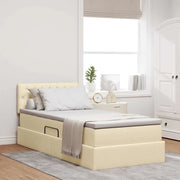 Letto con contenitore e LED Crema 100 x 200 cm Tessuto 3371191