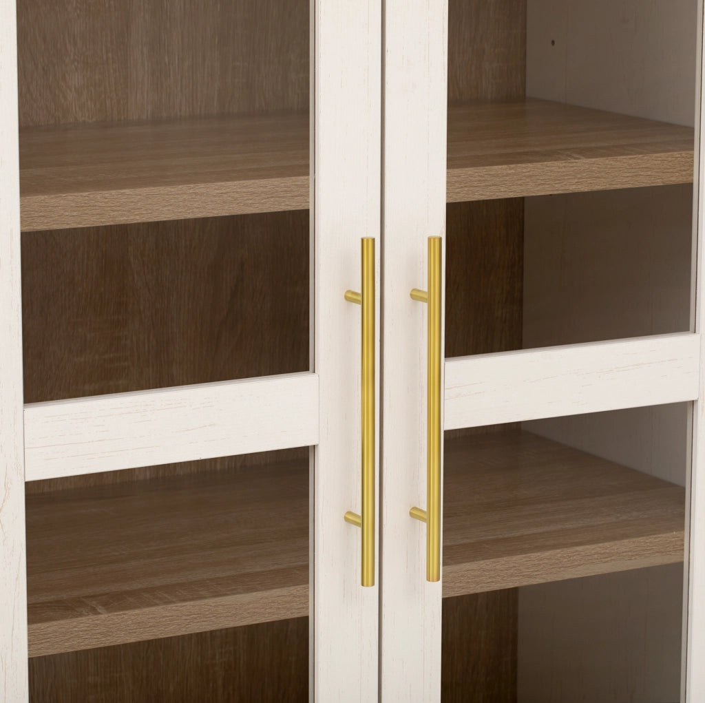 CREDENZA ALTA 76,2x40,1x180 cm Bianca in MDF e Vetro