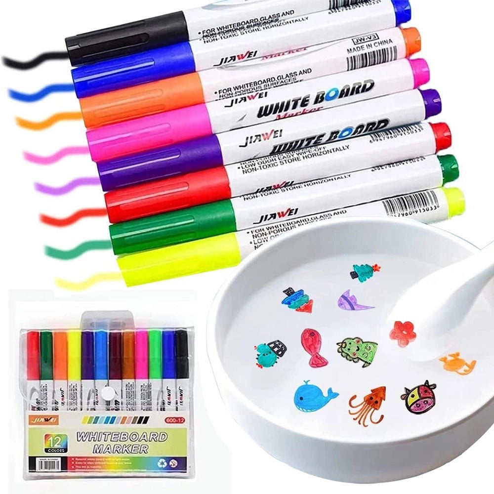 Trade Shop - Set 12 Pennarelli Magici Pittura Ad Acqua Penna Galleggiante Lavabile Bambini -