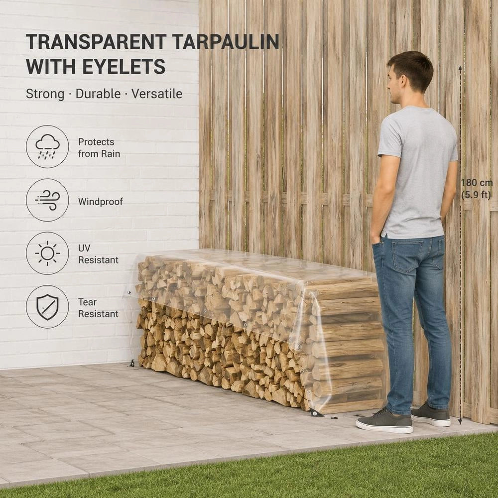 Telo trasparente con occhielli, 1x5 m, in PVC, pratico e robusto, ideale per coperture esterne, giardino e balcone