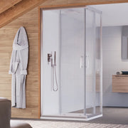 Box doccia 3 lati cromato 70x90x70cm vetro 6mm trasparente con angolare scorrevole e parete fissa h 170cm | Java