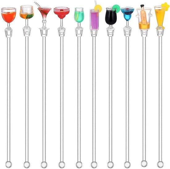 Set di 10 Stuks di Spiedini Cocktail in Acrilico Colorati e Sostenibili