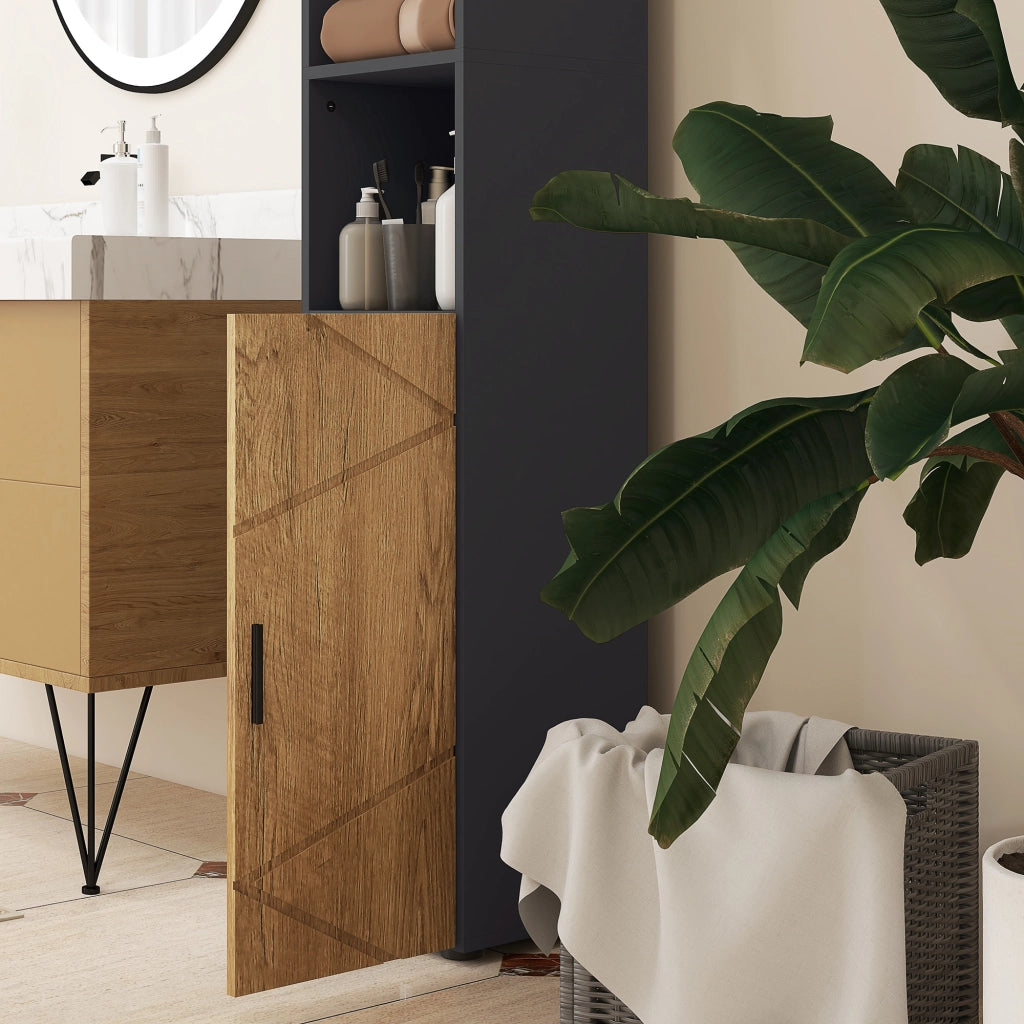 Colonna bagno 2 porte ¨C Minimal ¨C 30x30x183 cm rovere grigio scuro