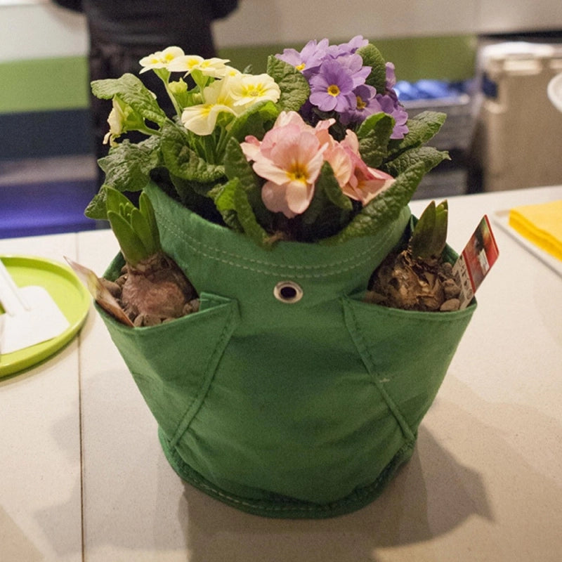 Vaso in tessuto per Erbe Aromatiche BloemBagz da 6 litri, con 3 tasche, colore Verde