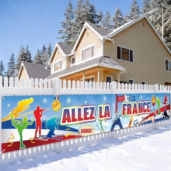 Banniera da 270 x 40 cm - Supporto per Asta - Corda per Bandiera - Accessori per Supporter - Decorazione - Sport Invernale - Bandiera