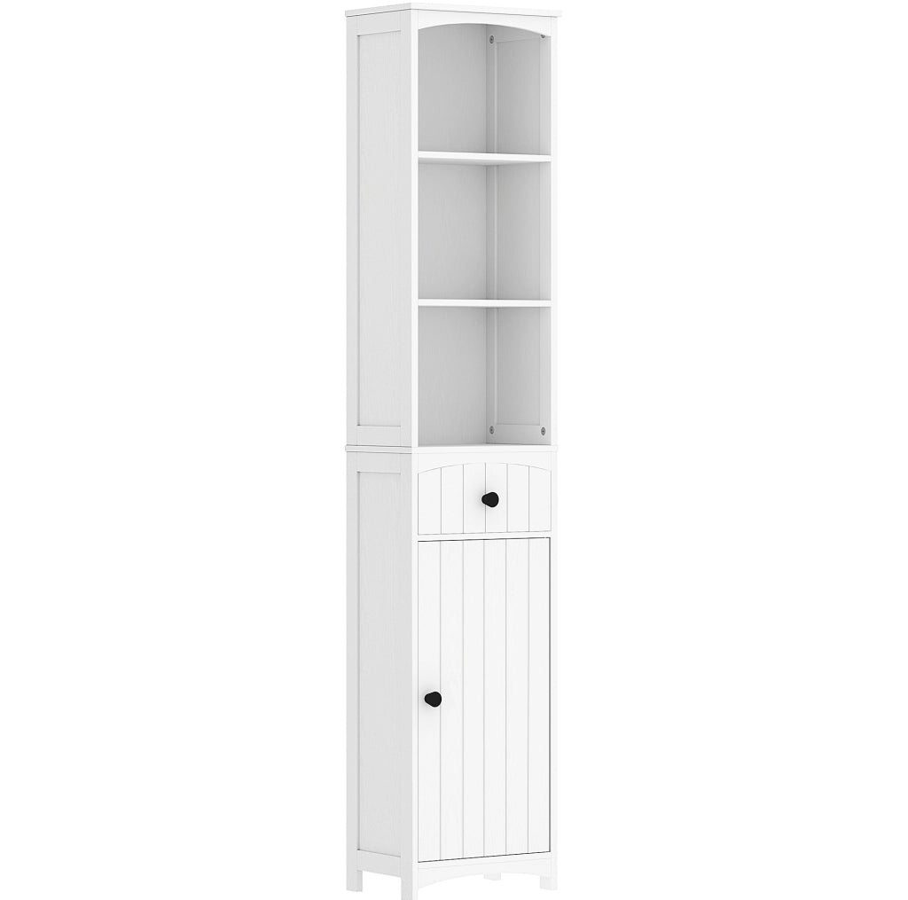 Mobile alto da bagno bianco con 3 ripiani e 1 cassetto