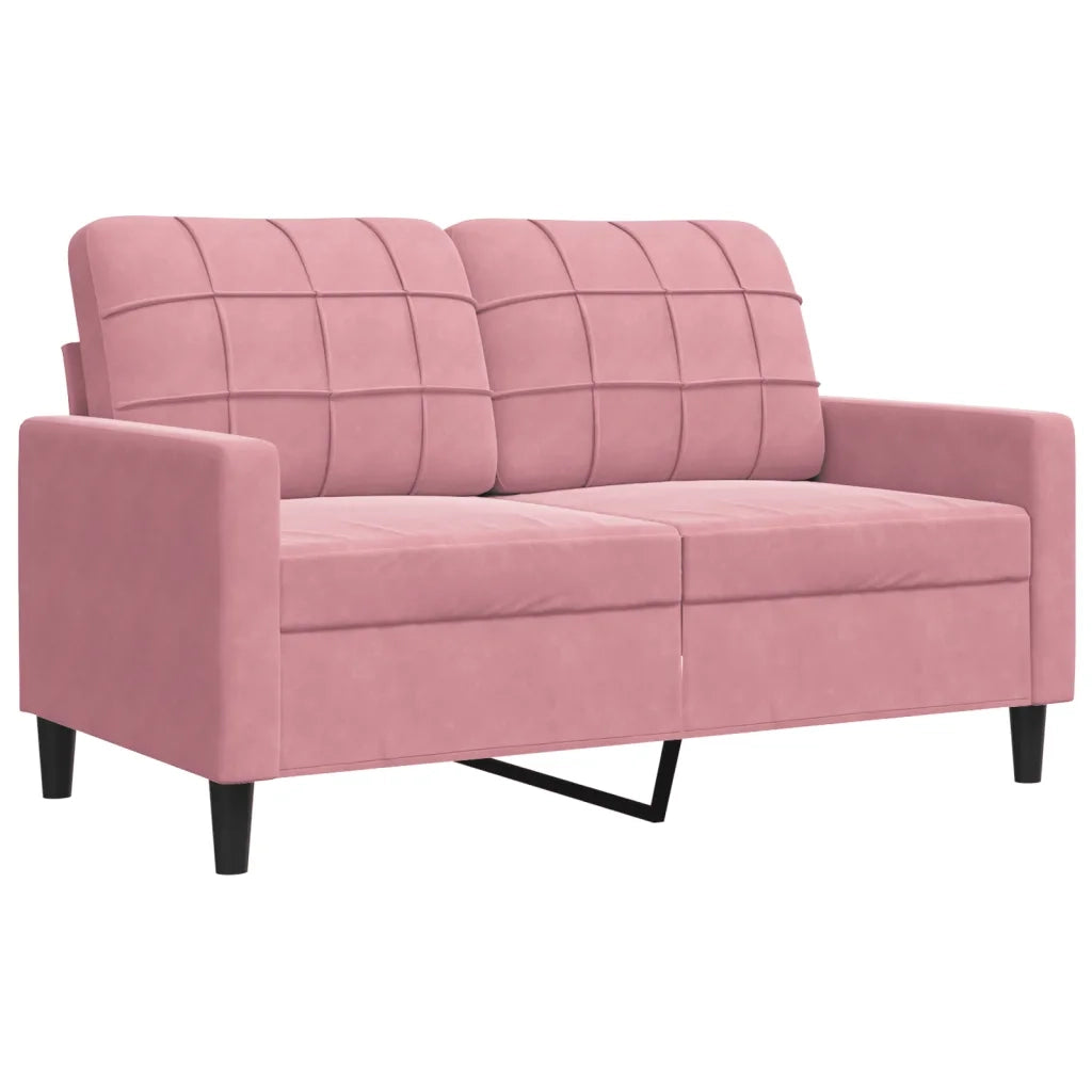 Set di Divani 4 pz con Cuscini e Rinforzi rosa in Velluto