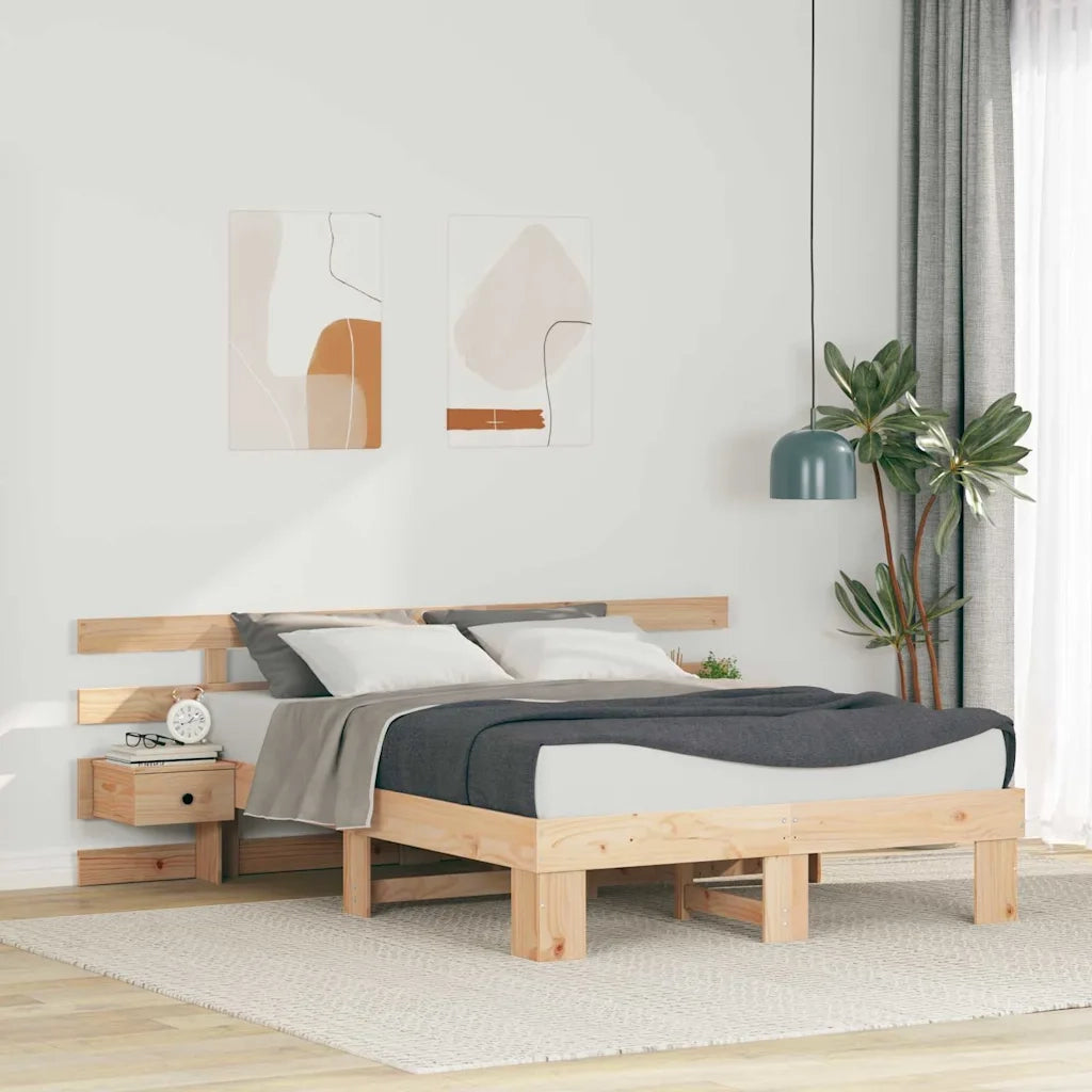 Struttura del letto Marrone 135 x 190 cm Pino massello