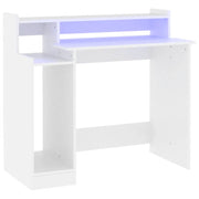 Scrivania con Luci LED-Scrivanie per ufficio e studio Bianca 97x45x90 cm in Legno Multistrato