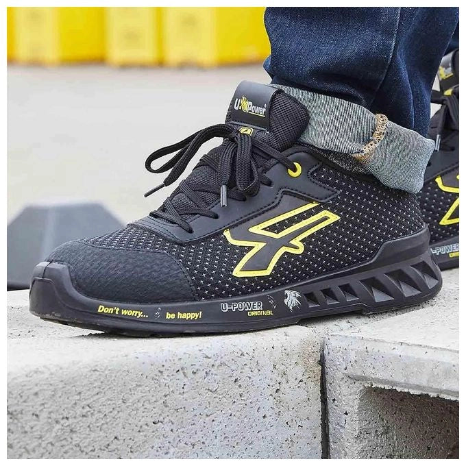 U-Power RV20014-44 Matt Scarpe Antinfortunistiche S3 SRC CI ESD Puntale Airtoe Alluminio Taglia 44 colore Nero Giallo