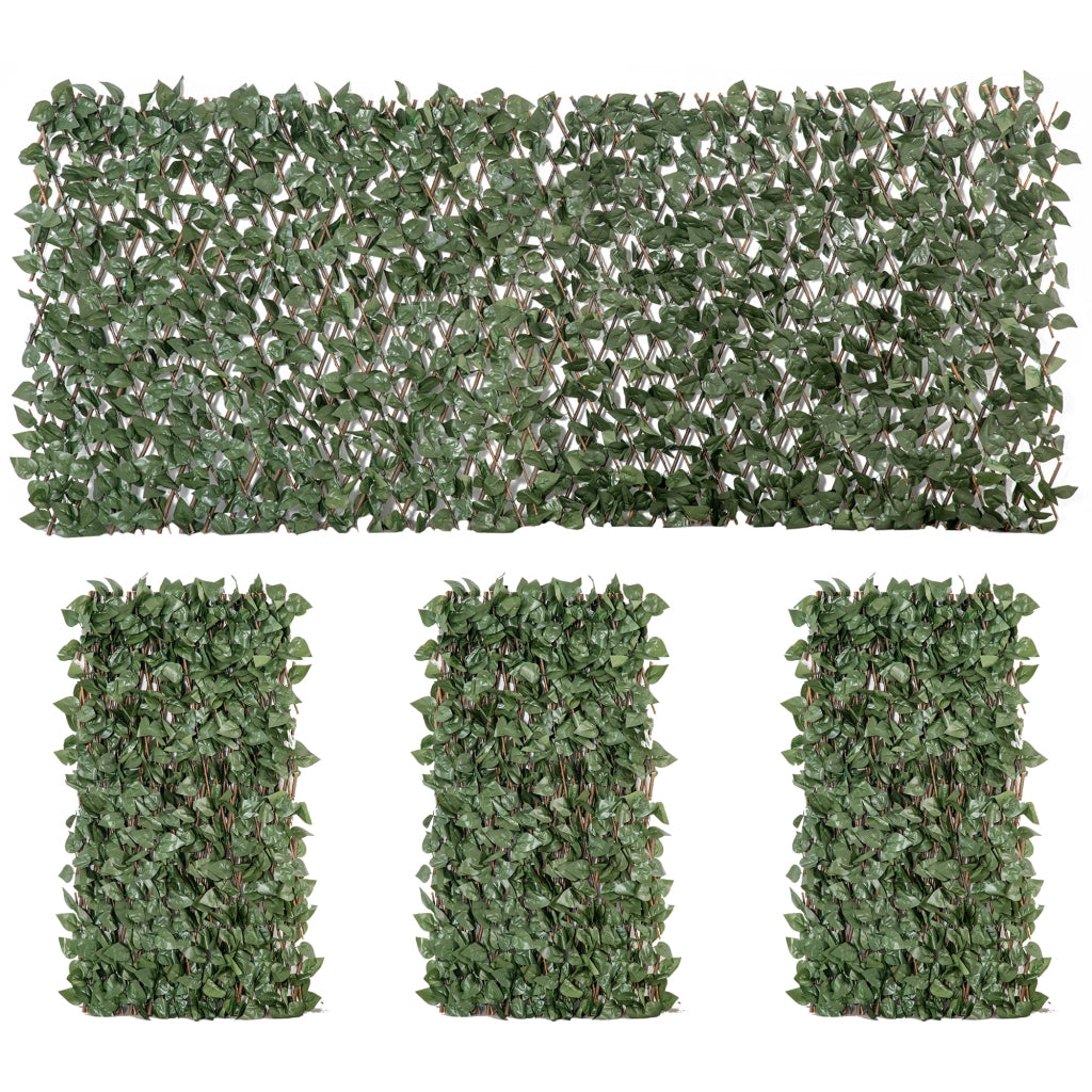 Set 4 Siepi Artificiali Edera ¨C Minimal ¨C 200x100 cm Verde Poliestere