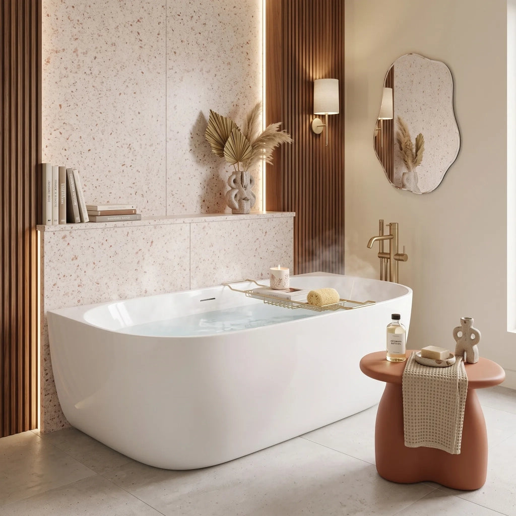 Vasca Bagno A Parete Rea Eris 170cm Copritappo nero