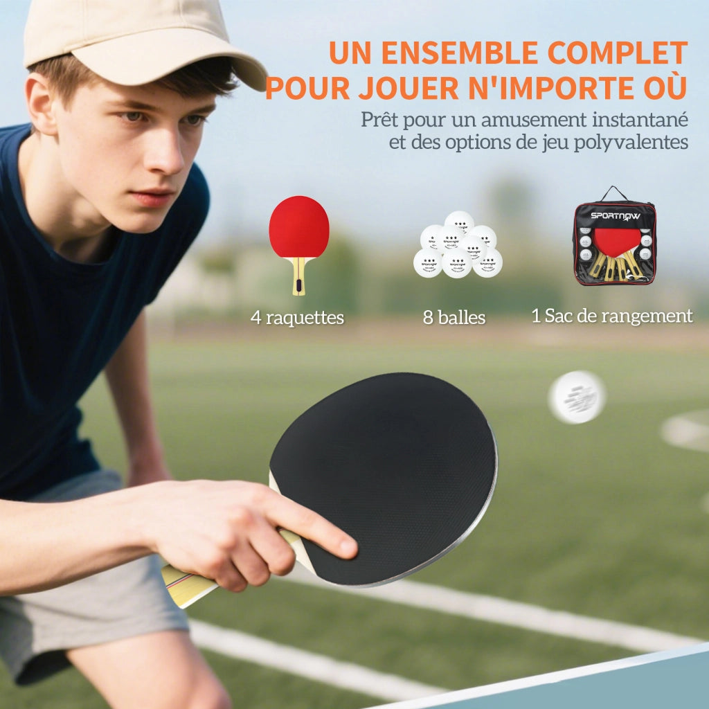 Set da ping pong 4 racchette 8 palline 1 borsa ¨C Minimal ¨C per amatori e principianti