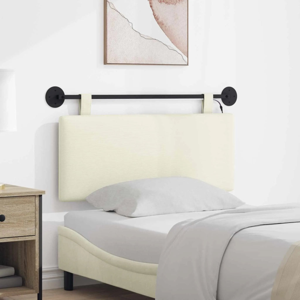 Testiera sospesa Con luce LED Crema Tessuto in Cords 3424292