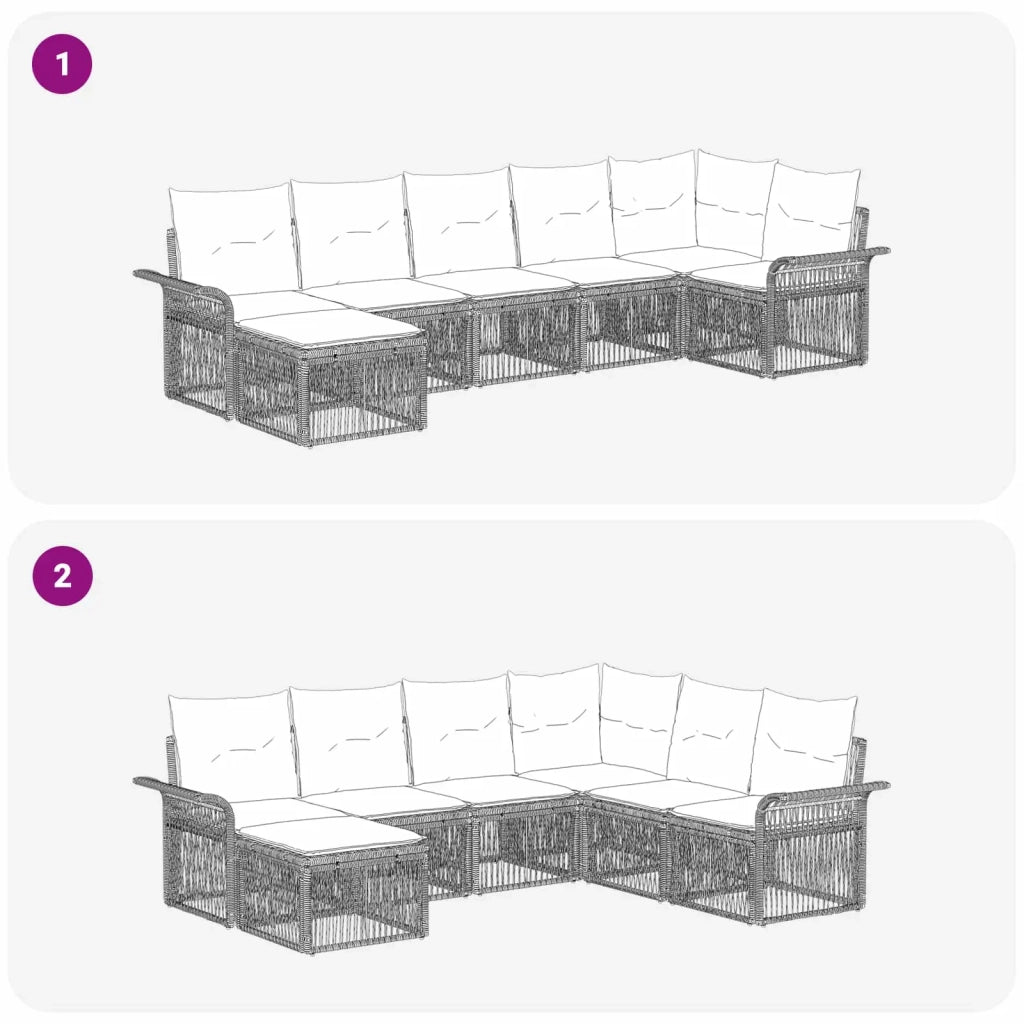 Set Divano da Giardino 7 pz Grigio polyrattan 3434903