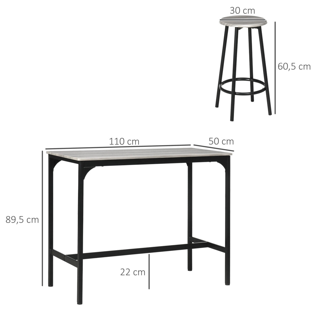 Tavolo da pranzo con 4 sgabelli ¨C zephmum ¨C nero, metallo e legno, 90x200 cm