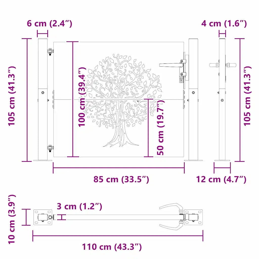 Cancello da giardino con blocco Nero 110 x 105 cm CFW7425424