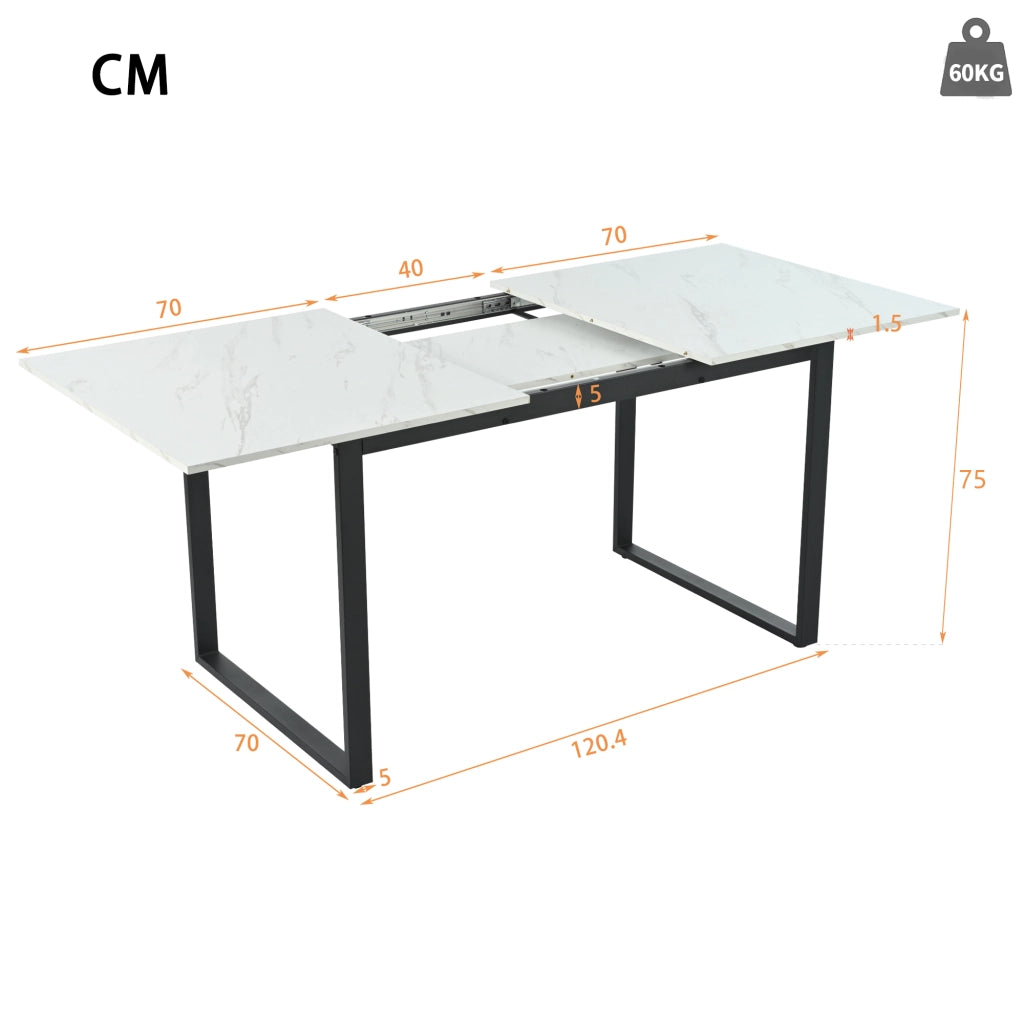 TAVOLO Allungabile 140/180x80x75 cm MDF Bianco effetto marmo