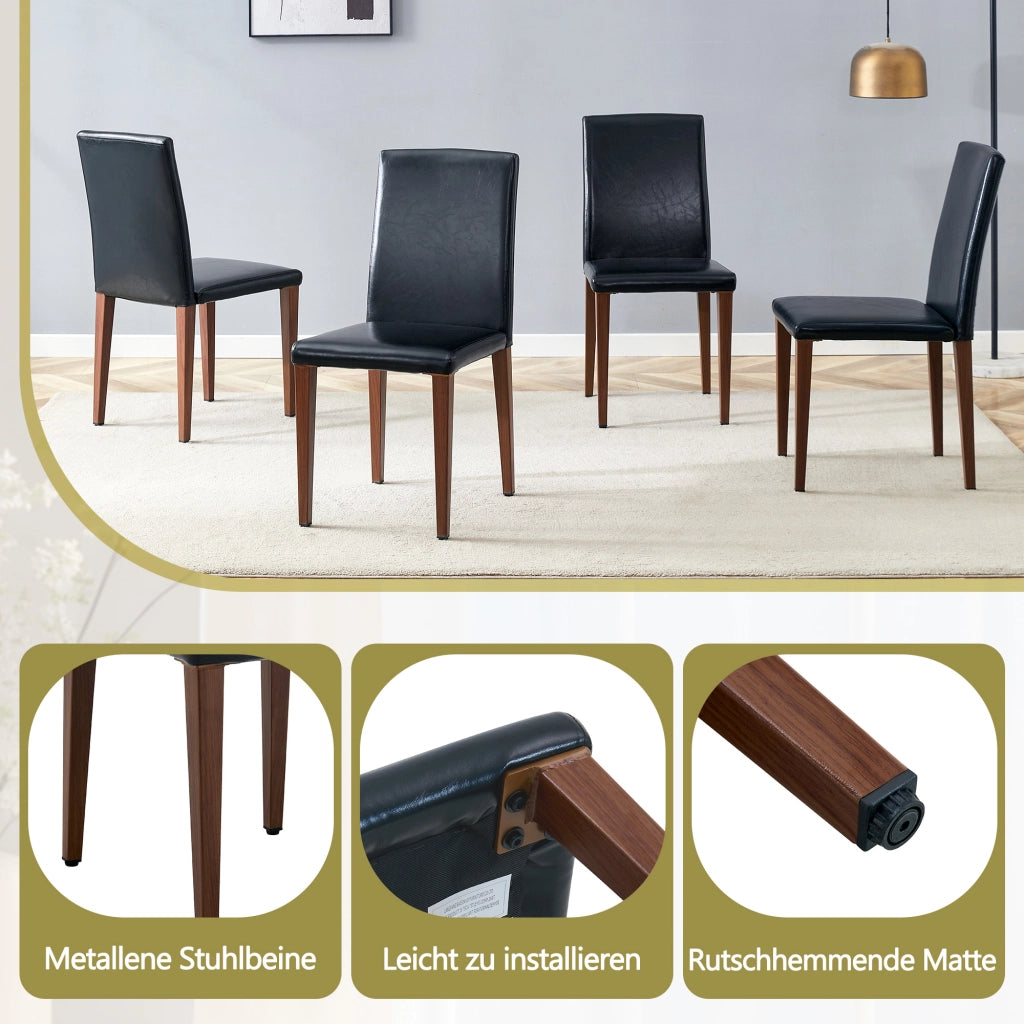 SEDIA da pranzo Set da 2 pezzi 90 cm PU nero effetto noce