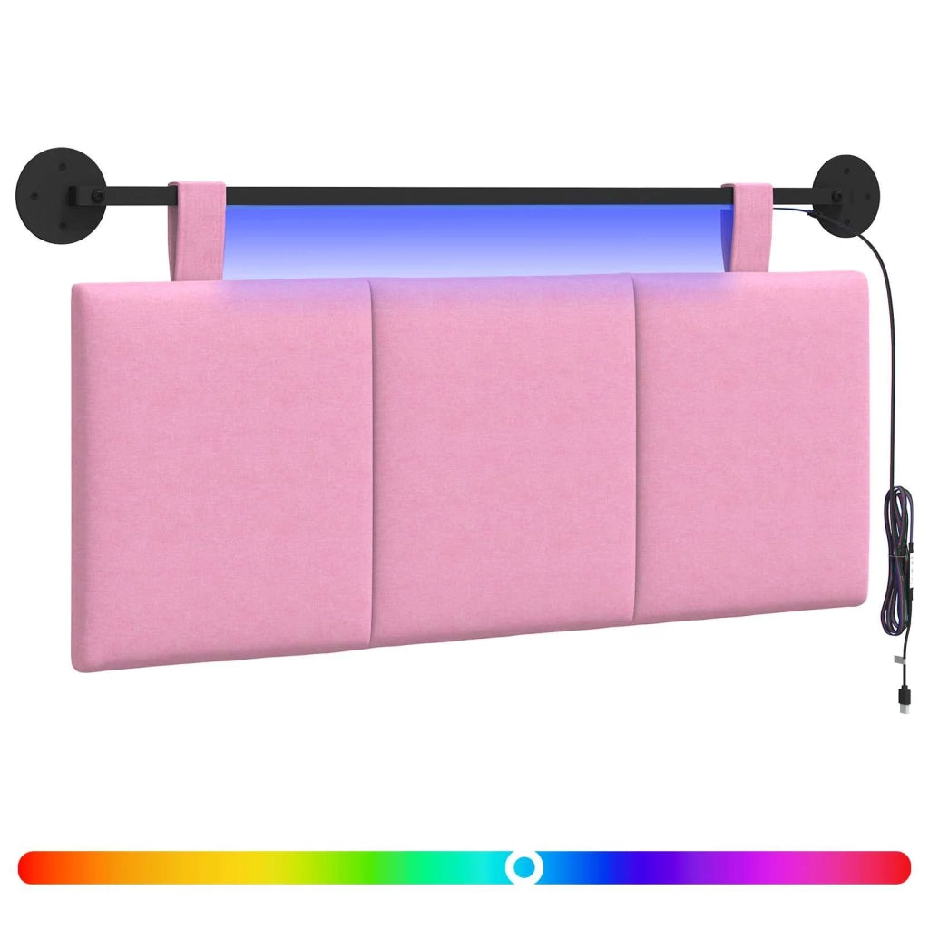 Testiera | Testata sospesa Con luce LED Rosa Tessuto