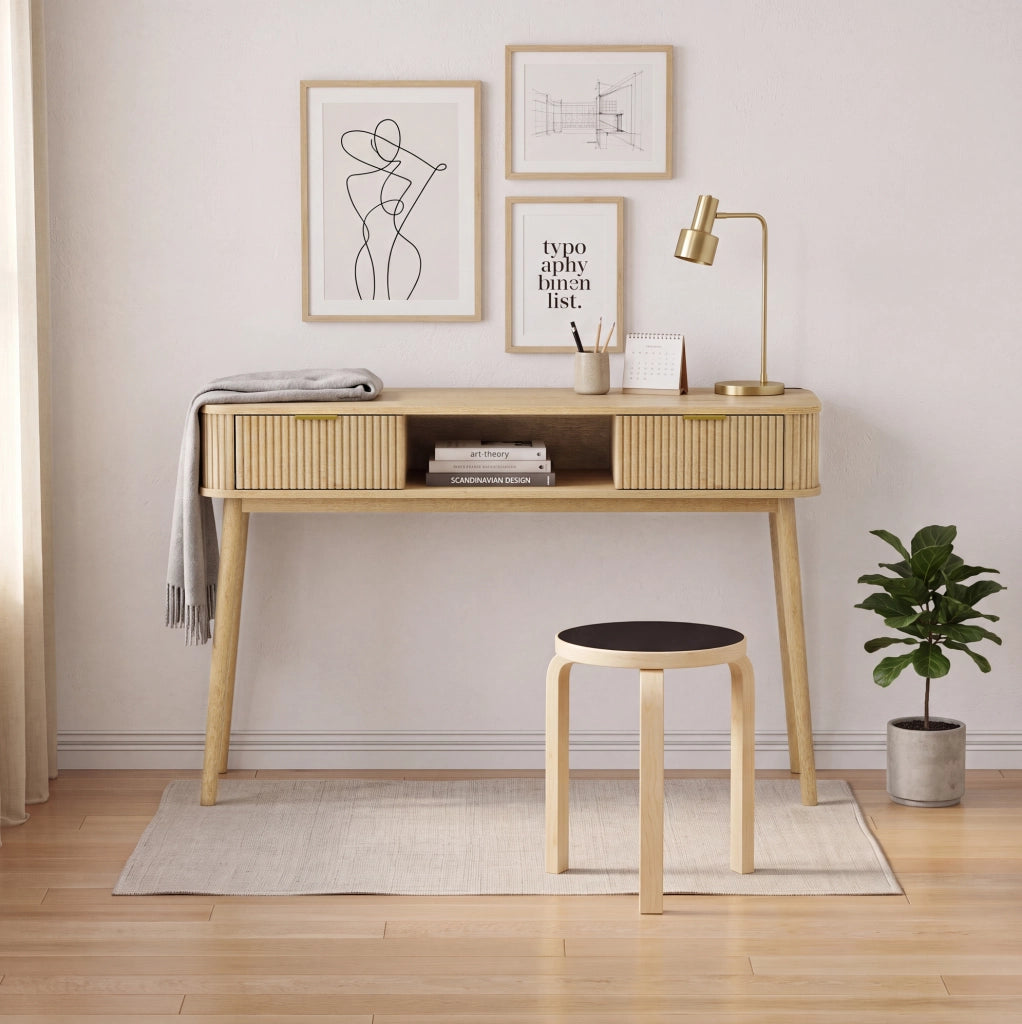 Consolle con 2 cassetti e ripiano aperto effetto rovere HOMVRA