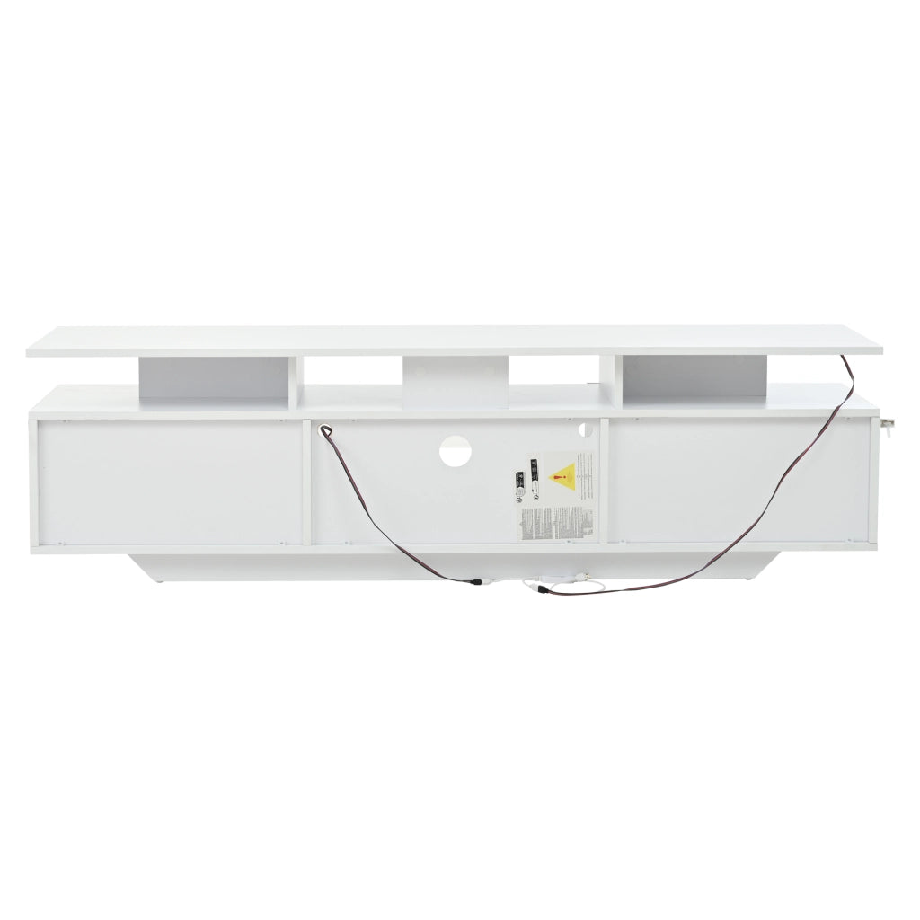 Mobile TV 160 x 40 x 45 cm con LED; 8 ripiani; MDF bianco