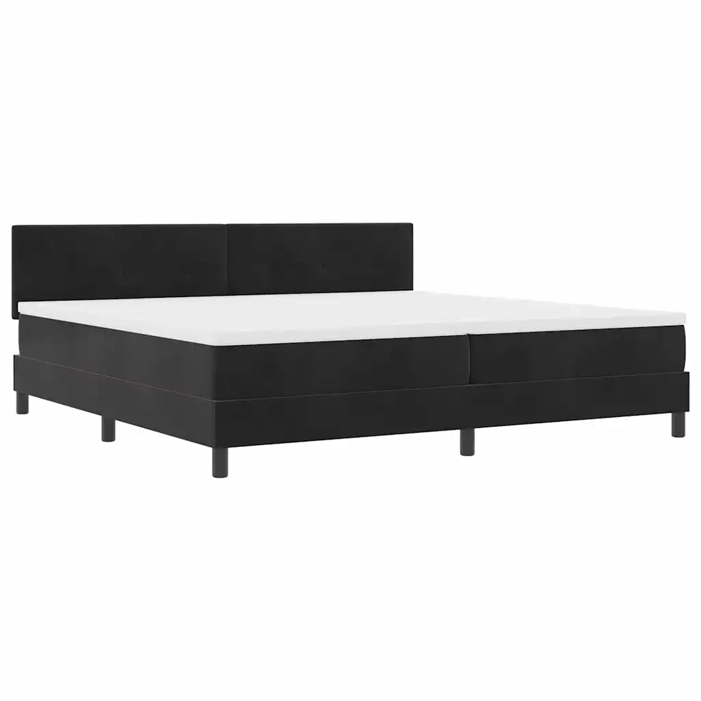 Letto a Sorgente LED con materasso Nero 200 x 200 cm Velluto