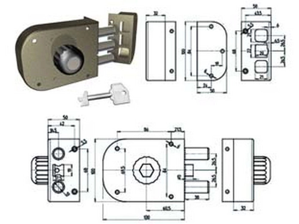 1pz serratura laterale da applicare a pompa senza scrocco con pomolo 1600 - cil cod:ferx.fer384490