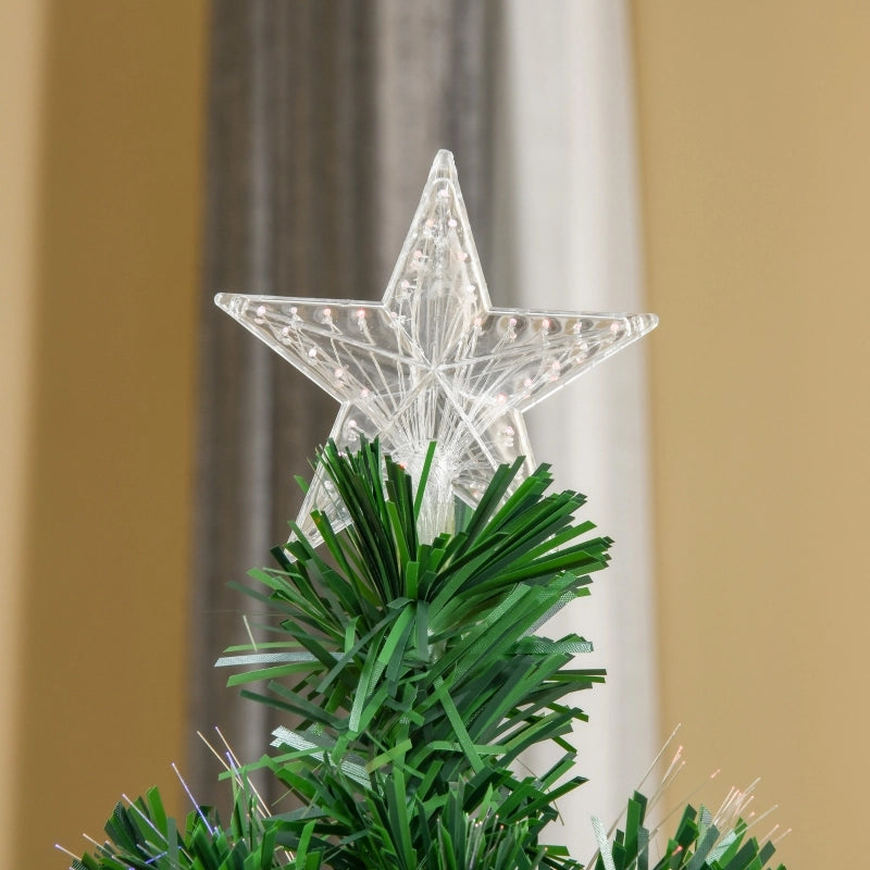 Albero di Natale artificiale con fibre ottiche e luci colorate; rami in PVC; verde; Ø 70 × 150 cm; per interni