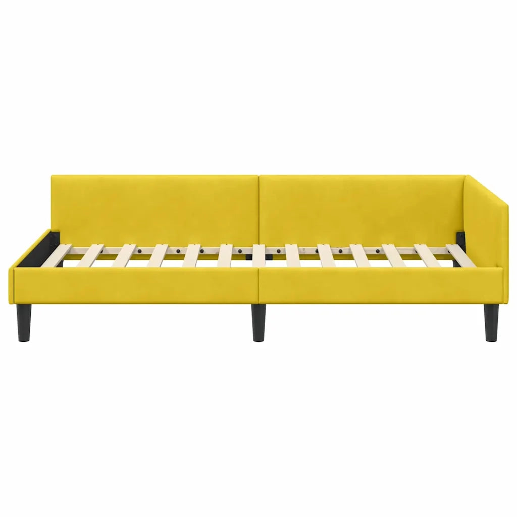 Letto singolo | Letto per adulti | Cornice del letto ad angolo Giallo 90 cm x 200 cm Velluto