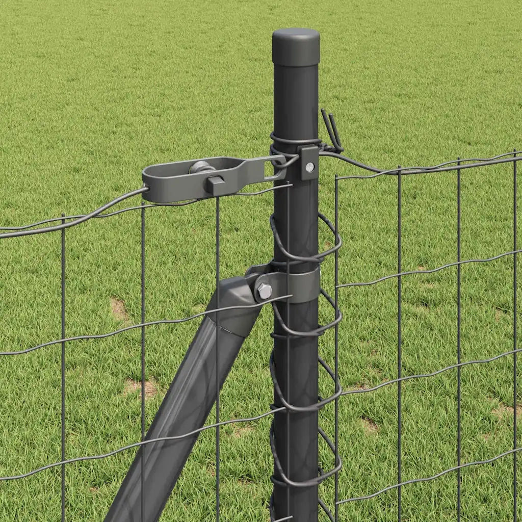 Recinzione da Giardino | Recinzione con Posto Grigio 1 x 25 m Acciaio e PVC