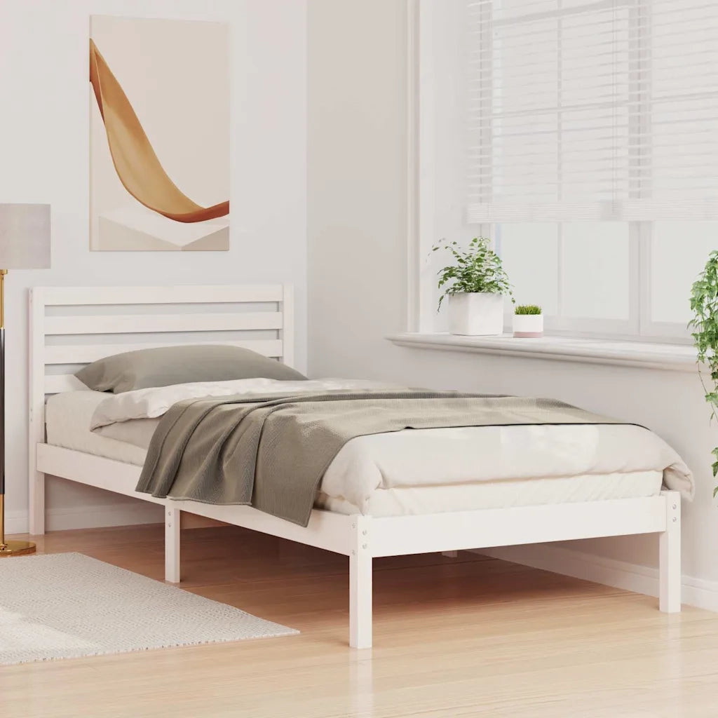 Struttura del letto-Giroletto-Rete del Letto Bianco 80 x 210 cm Pino massello 973921