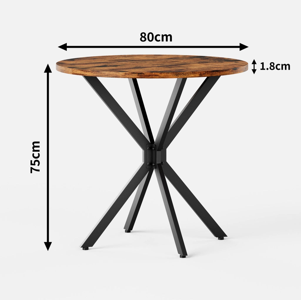 Tavolo da pranzo rotondo ?80 cm in truciolare e ferro marrone e nero